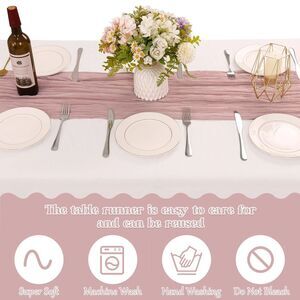VARSS 6 Pack Dusty Pink Cheesecloth Table Runner 8-10FT Rustic Gauze Fabric